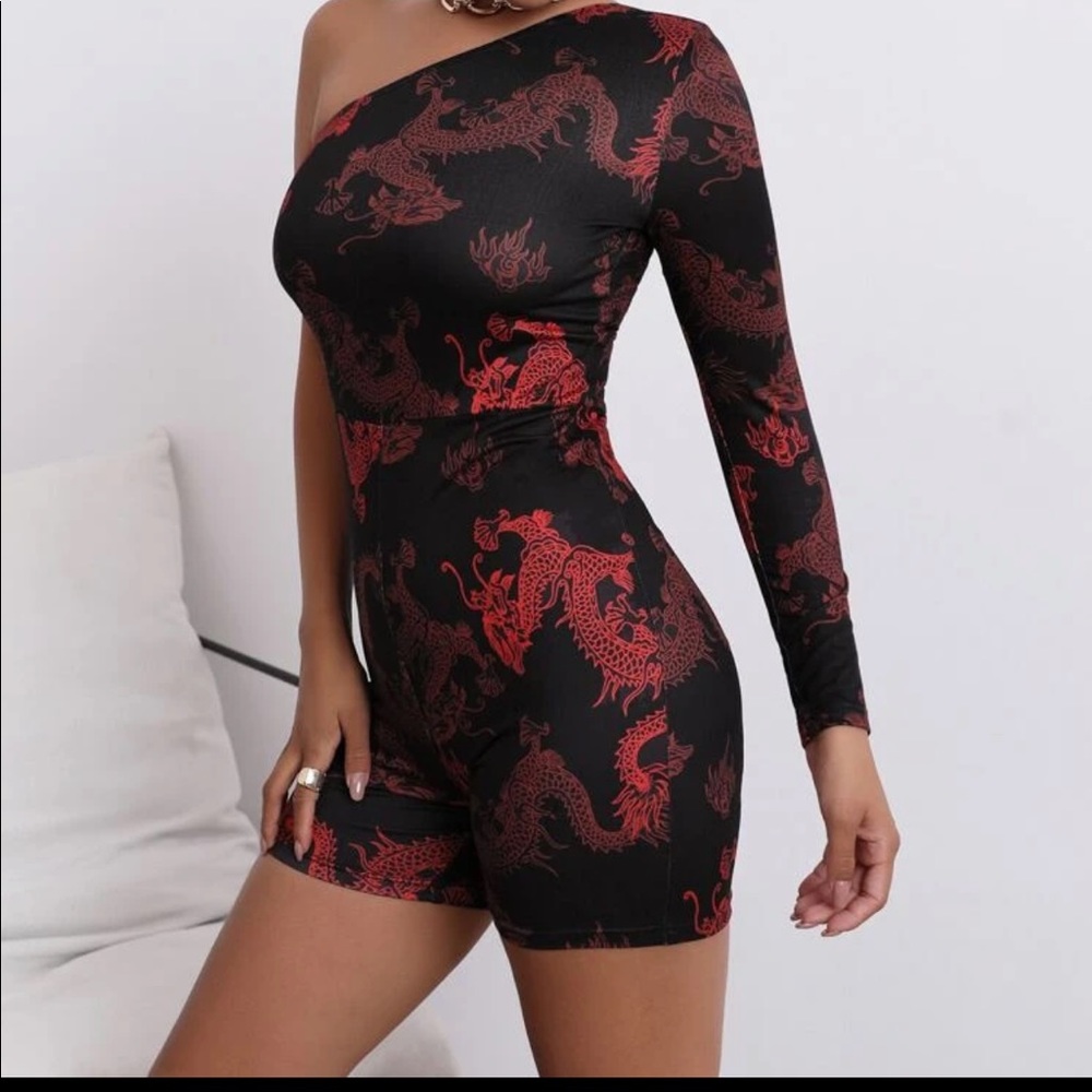 Dragon print sexy jumpsuit
